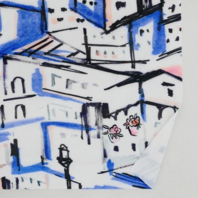Flamenco Fabric / Townscape Pattern / JKF-197-BL