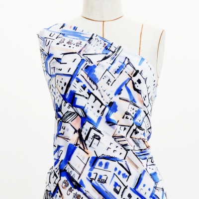 Flamenco Fabric / Townscape Pattern / JKF-197-BL