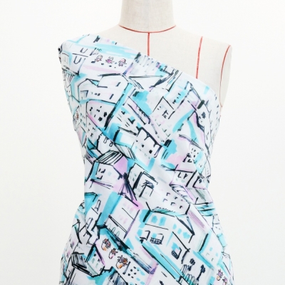Flamenco Fabric / Townscape Pattern / JKF-197-LBL