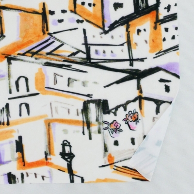 Flamenco Fabric / Townscape Pattern / JKF-197-OR