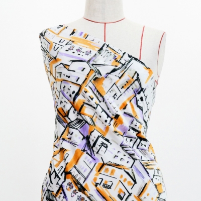 Flamenco Fabric / Townscape Pattern / JKF-197-OR