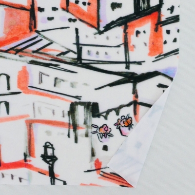 Flamenco Fabric / Townscape Pattern / JKF-197-RD