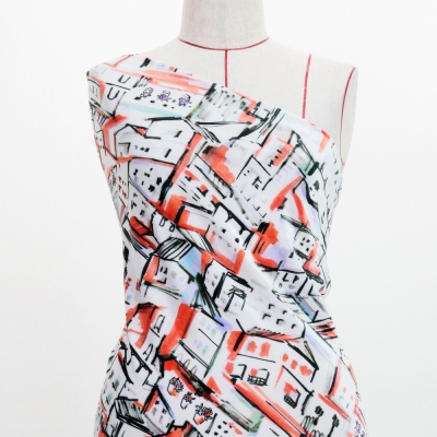 Flamenco Fabric / Townscape Pattern / JKF-197-RD