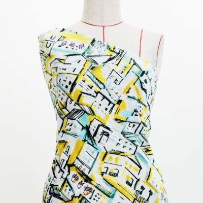 Flamenco Fabric / Townscape Pattern / JKF-197-YE