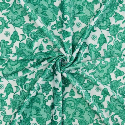 Flamenco Fabric / Lace Print / JKF-700-WHTBL