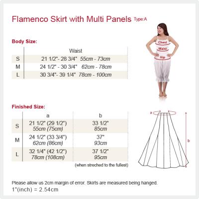 Flamenco Skirts with Multi Panels / Black / G37b