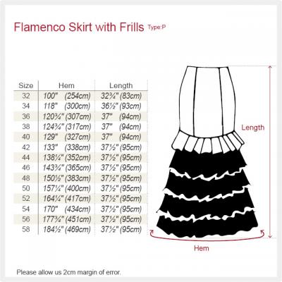 Flared Flamenco Skirt with 5 Layer Frills / Velvet & Shantung / Model Odalis / Blue / G2431bl