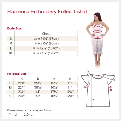 Flamenco T-shirt / Frilled Sleeve with Rose embroidery / GKD8sw