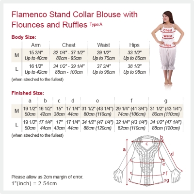 Flamenco Stand Collar Blouse with Flounces and Ruffles/ Wine / G1548