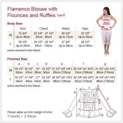 Flamenco White  Blouse with Flounces and Ruffles/ White / G814w