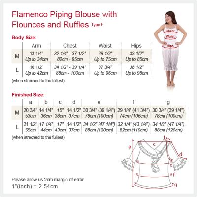 Flamenco Piping Blouse with Flounces and Ruffles/ Red Piping / G122