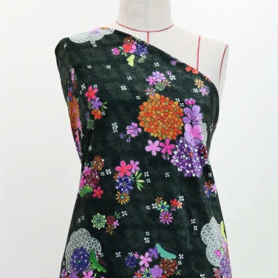 Japan Fabric / Chrysanthemum, Plum Blossom & Cherry Blossom / JWA-005-BK