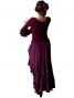 Flamenco Wine Cross Over Blouse with Flounces and Ruffles/ Wine / G1007