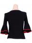 Flamenco Piping Blouse with Flounces and Ruffles/ Red Piping / G122