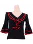 Flamenco Piping Blouse with Flounces and Ruffles/ Red Piping / G122