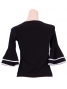 Flamenco Piping Blouse with Flounces and Ruffles/ White Piping / G141