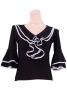 Flamenco Piping Blouse with Flounces and Ruffles/ White Piping / G141