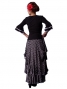 Flamenco Piping Blouse with Flounces and Ruffles/ White Piping / G141