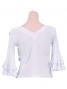 Flamenco White Cross Over Blouse with Flounces and Ruffles/ White / G156