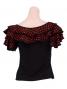 Polka Dot Ruffled Sleeve Flamenco Blouse/ Orange Dots / G1638o