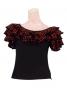 Polka Dot Ruffled Sleeve Flamenco Blouse/ Orange Dots / G1638o