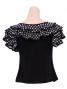 Polka Dot Ruffled Sleeve Flamenco Blouse/ White Dots / G1638w