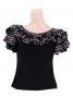 Polka Dot Ruffled Sleeve Flamenco Blouse/ White Dots / G1638w