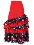 Flamenco Polka Dots & Rose Printed Skirt with Frills/ Red / G1769r