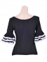 Flamenco Blouse with Lace Flounces and Ruffles/ Black / G1781b
