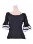Flamenco Blouse & Skirt with Lace Flounces and Ruffles / Two-piece / Black / G1784b