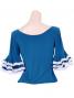 Flamenco Blouse with Lace Flounces and Ruffles/ Blue / G1781bl