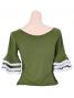 Flamenco Blouse with Lace Flounces and Ruffles/ Green / G1781gr