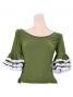 Flamenco Blouse & Skirt with Lace Flounces and Ruffles / Two-piece / Green / G1784gr