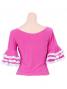 Flamenco Blouse with Lace Flounces and Ruffles/ Pink / G1781pi