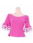 Flamenco Blouse & Skirt with Lace Flounces and Ruffles / Two-piece / Pink / G1784pi