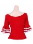 Flamenco Blouse with Lace Flounces and Ruffles/ Red / G1781r
