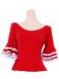 Flamenco Blouse & Skirt with Lace Flounces and Ruffles / Two-piece / Red / G1784r