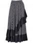 Flamenco Polka Dots Skirt with Frill/ Black&White Dot / G1783b