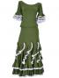 Flamenco Blouse & Skirt with Lace Flounces and Ruffles / Two-piece / Green / G1784gr