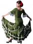 Flamenco Blouse & Skirt with Lace Flounces and Ruffles / Two-piece / Green / G1784gr