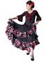 Flamenco Polka Dots & Rose Printed Skirt with Frills/ Black / G1873b