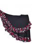 Flamenco Polka Dots & Rose Printed Skirt with Frills/ Black / G1873b