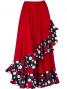 Flamenco Polka Dots & Rose Printed Skirt with Frills/ Red / G1873r