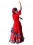 Flamenco Polka Dots & Rose Printed Skirt with Frills/ Red / G1873r