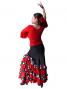 Mermaid Flamenco Polka Dots & Rose Printed Skirt with Frills/ Black / G1892b