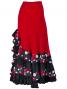 Mermaid Flamenco Polka Dots & Rose Printed Skirt with Frills/ Red / G1892r