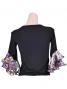 Flamenco Blouse with Rose & Paisley Frills/ Black / G1901b