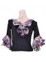 Flamenco Blouse & Skirt with Rose & Paisley Frills / Two-piece / Black / G1902b