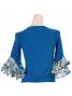 Flamenco Blouse with Rose & Paisley Frills/ Blue / G1901bl