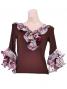 Flamenco Blouse & Skirt with Rose & Paisley Frills / Two-piece / Brown / G1902br